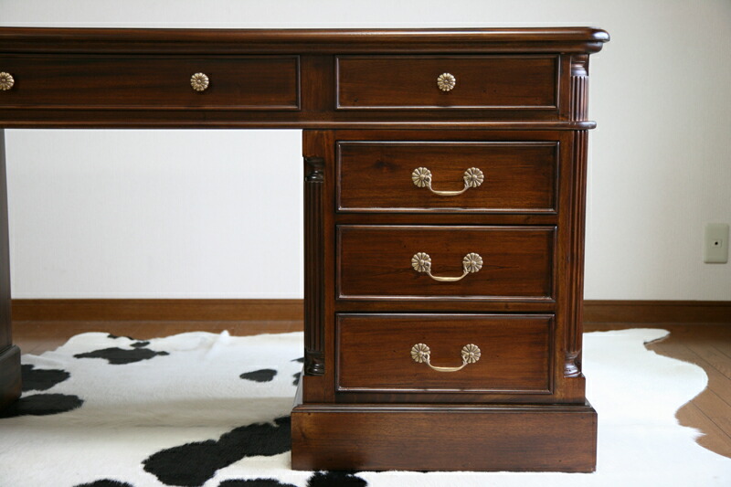 楽天市場】送料無料 新品 マホガニー 無垢材 アンティーク調 デスク OD