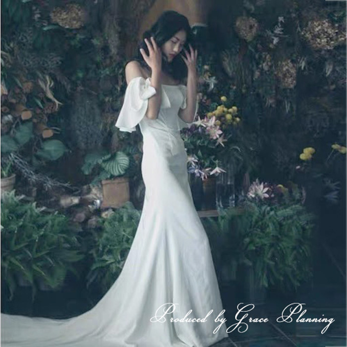 楽天市場】ウェディングドレス オフショル Aライン ファスナー