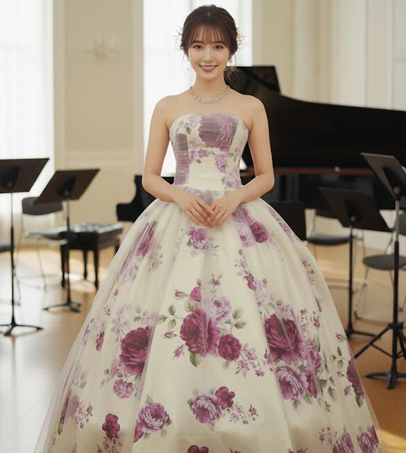 楽天市場】【P10倍中】花柄カラードレス 演奏会用ドレス 大人 花柄