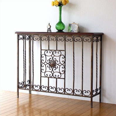 楽天市場】コンソールテーブル アンティーク 玄関 アイアン 木製