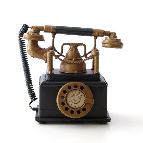 楽天市場】貯金箱 ダイヤル式電話 アンティーク レトロ 置物 オブジェ