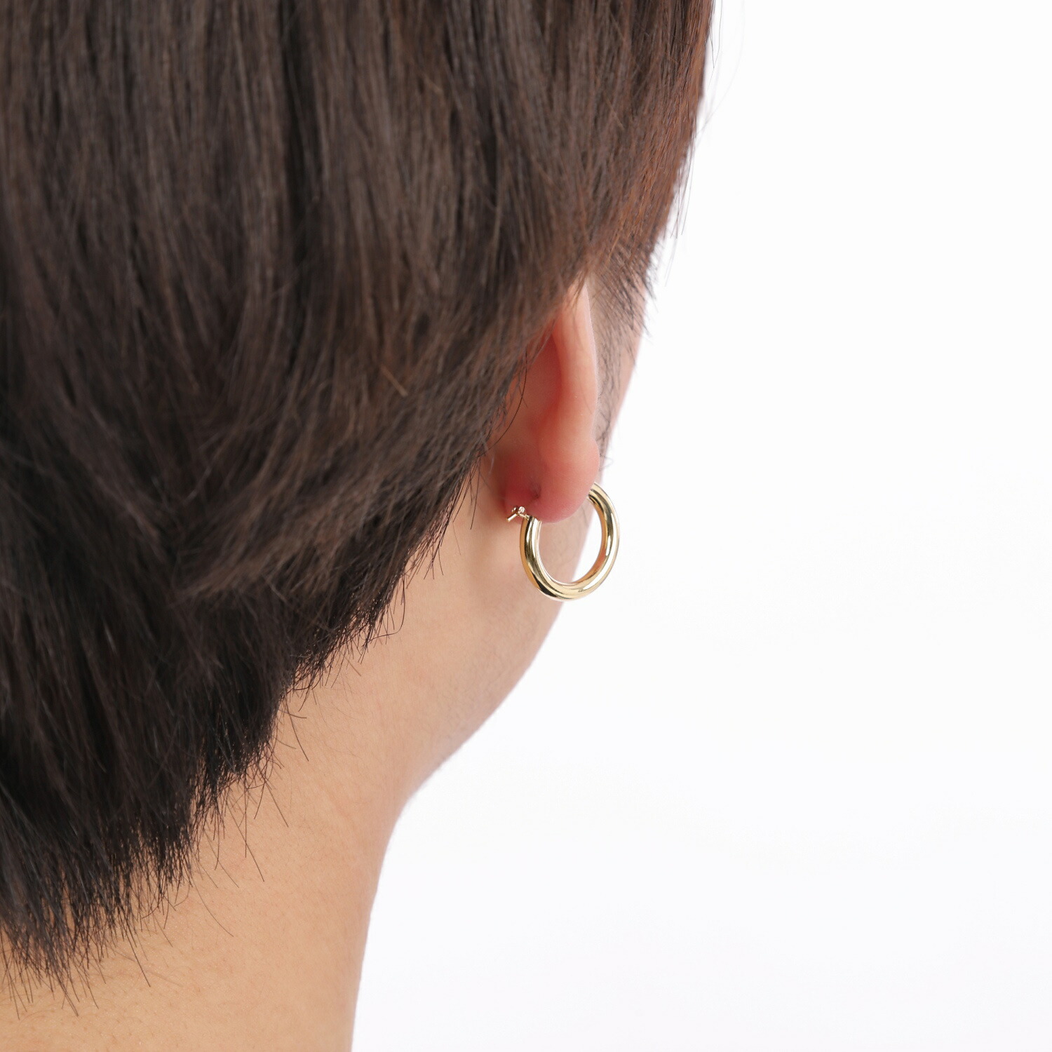 楽天市場】18金 フープピアス 3mm×20mm 片耳 ゴールド リング ピアス