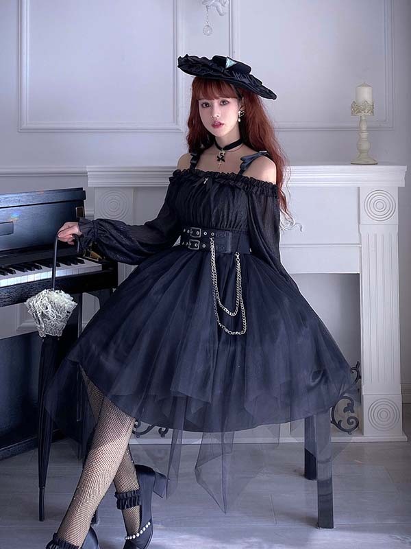 楽天市場】ロリータ ゴスロリ ゴシック 黒 ワンピース Aライン Lolita