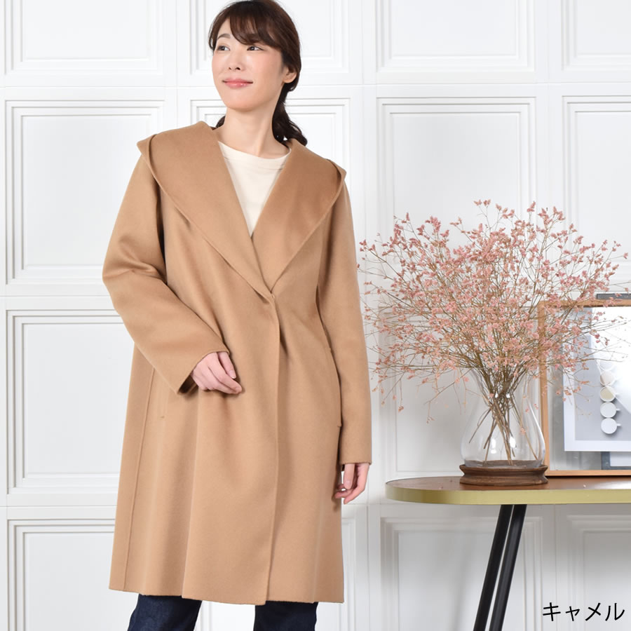 楽天市場】【 30％OFFクーポン】フード付きコート レディース カシミヤ