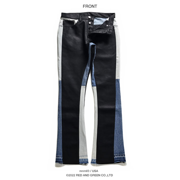 楽天市場】mnml デニム ジーンズ レザーパンツ メンズ 黒 ミニマル