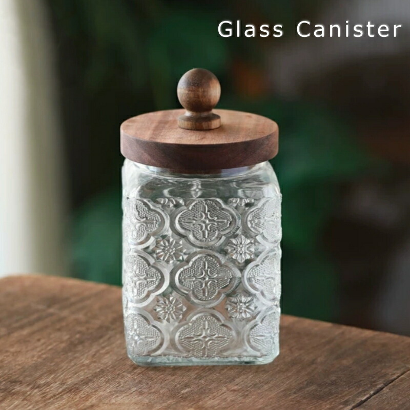 楽天市場】Glass Canister 木製蓋付 ガラス キャニスター 新品 ガラス