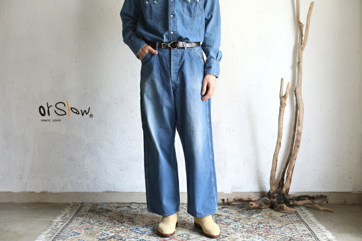 楽天市場】【orslow】WIDE FIT 30's DENIM PAINTER PANTS USED Wash