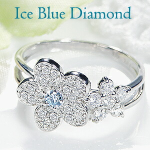楽天市場】◇Pt900 アイスブルーダイヤモンド フラワーモチーフ リング