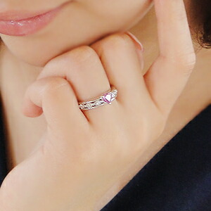 楽天市場】K18YG/WG/PG ピンクサファイヤ ダイヤモンド ハート リング