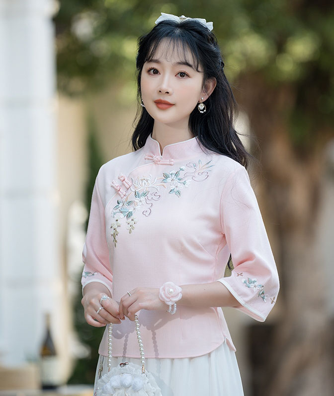 楽天市場】エスニック チャイナ服 レディース 中国民国時代 七分袖