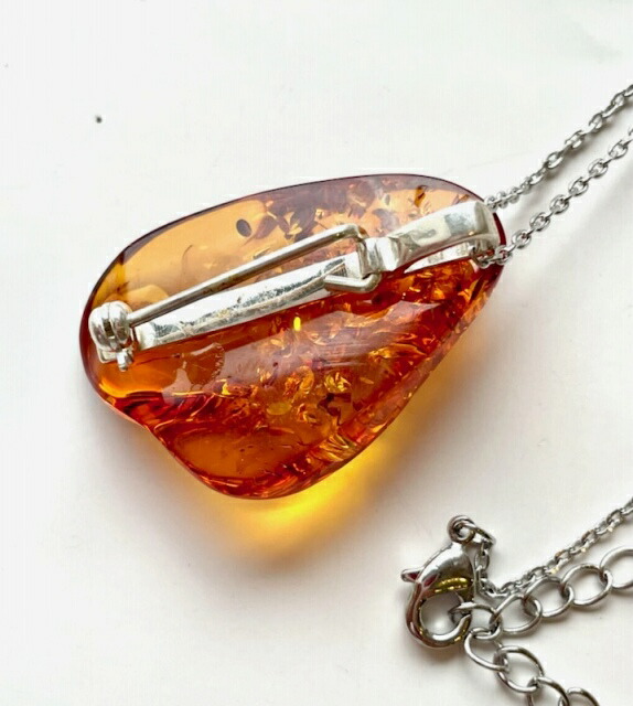 楽天市場】【天然琥珀】ブローチ ペンダント こはく シルバー925