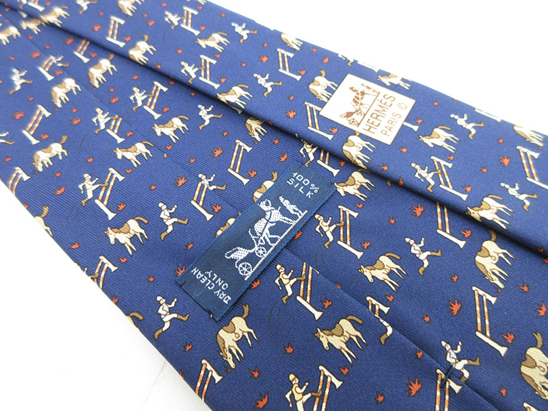 楽天市場】HERMES(エルメス) 馬柄 ネクタイ 紺/ネイビー シルク100