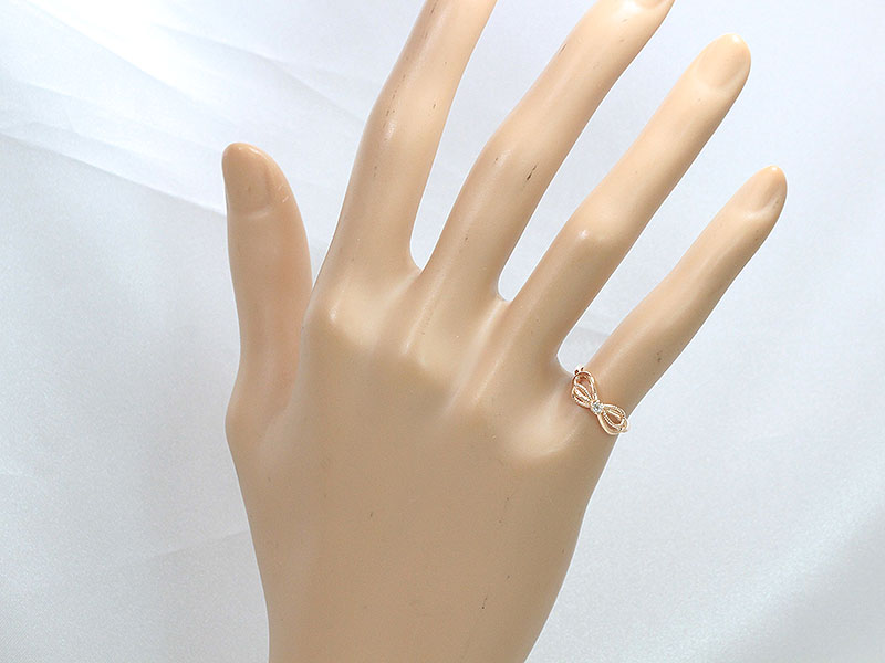 楽天市場】agete(アガット) ピンキー リング リボン ダイヤモンド 0.03