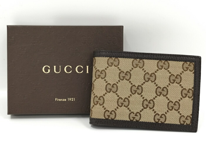 楽天市場】【中古】GUCCI 二つ折り財布 GGキャンバス ベージュ ダーク