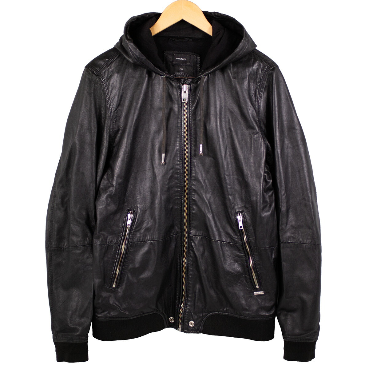 楽天市場】【DIESEL】ディーゼル レザー フーディジャケット 本革