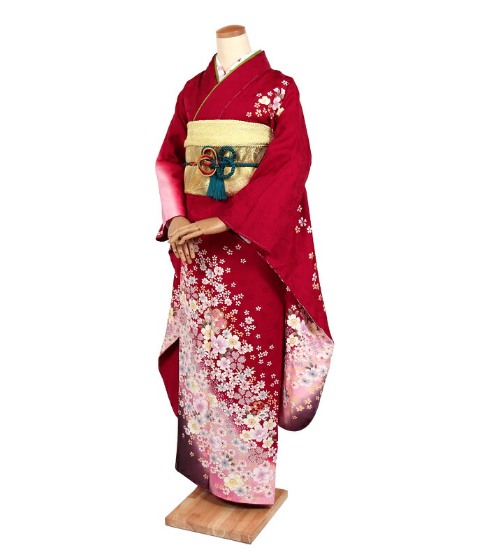 振袖 セット 成人式 正絹 古典 桜柄 振袖 赤 228 ○ - 正絹 振袖 紫