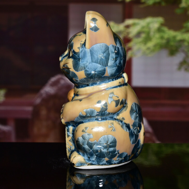 楽天市場】京焼 清水焼 陶あん 花結晶 招き猫（灰青） : 京焼・清水焼