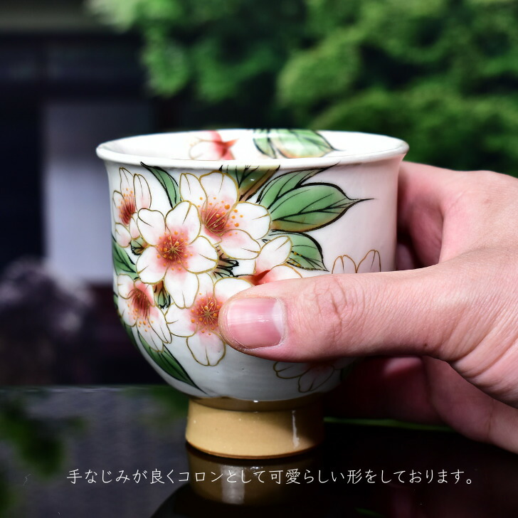 楽天市場】京焼 清水焼 陶あん 色絵付け 変形高台湯呑（白地×桜） : 京