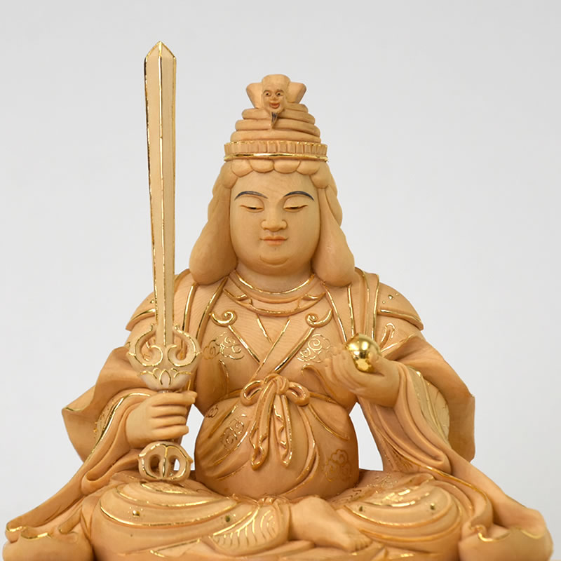 楽天市場】木彫り仏像 上彫【宇賀弁財天（弁才天）座像】 桧木 坐4.0寸