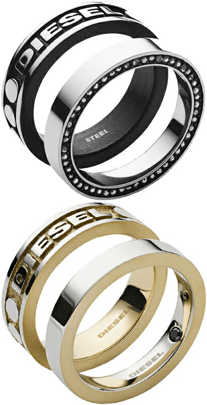 楽天市場】DIESEL ディーゼル ロゴリングスタッズWリングシルバー