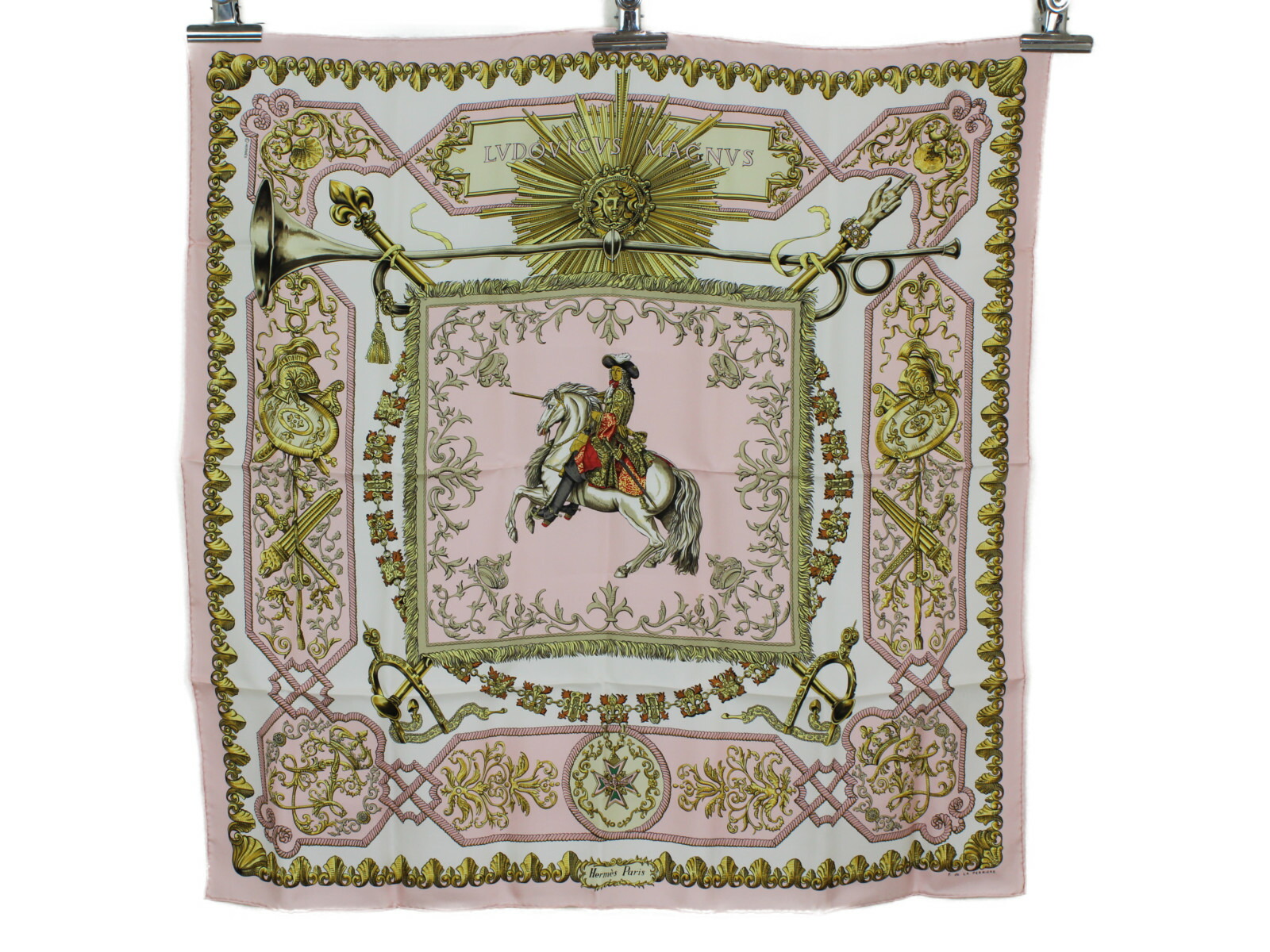 楽天市場】HERMES エルメス カレ90 LVDOVICVS MAGNVS 白い馬に跨った