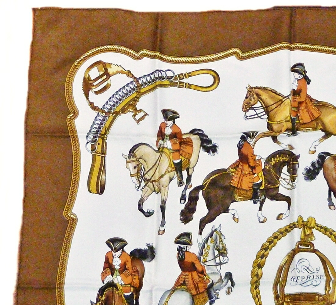 楽天市場】【ランクAB】HERMES エルメス カレ90 REPRISE 乗馬風景