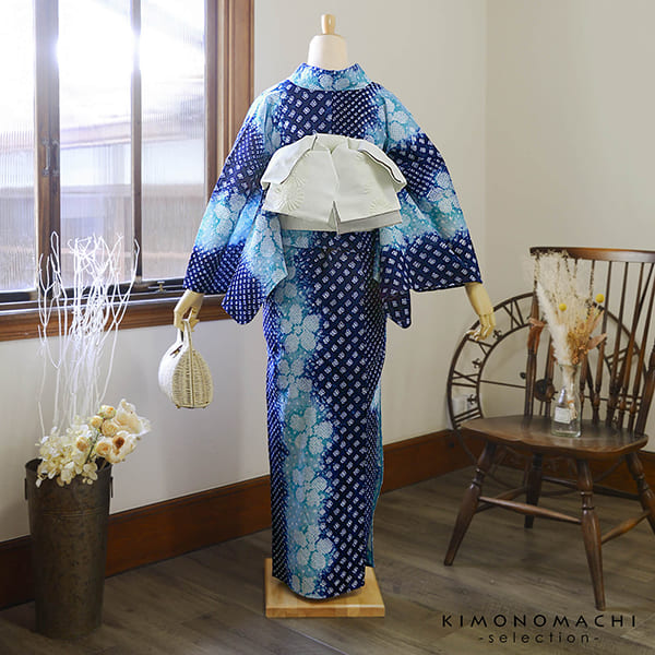 楽天市場】お仕立て上がり絞り浴衣単品「花言葉 紺ブルー」有松絞り