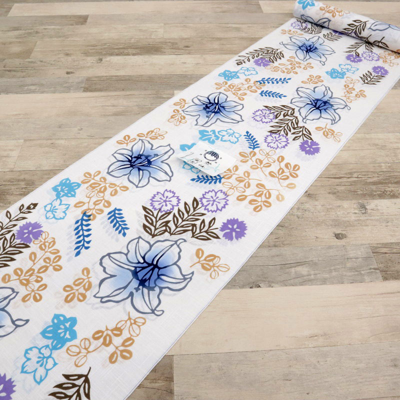 楽天市場】【新品】 反物 『竺仙』 浴衣反物 『綿紬』玉むし ゆり桔梗