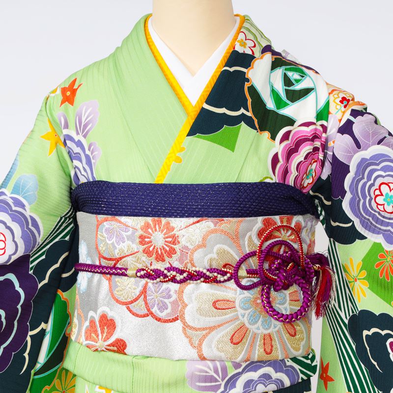 楽天市場】【SALEクーポン】 振袖 中古 フルセット 緑 若草色 グリーン