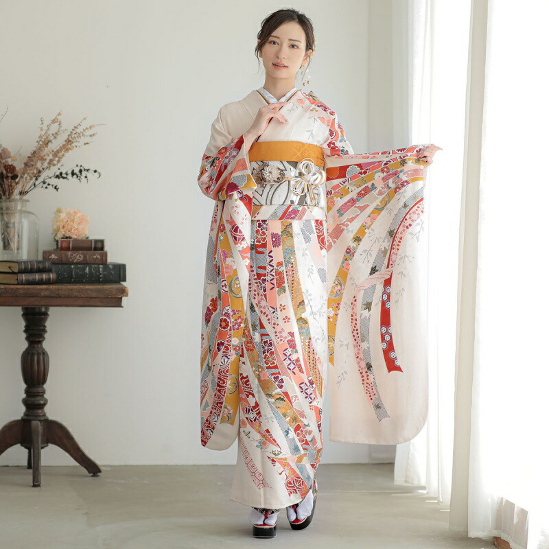 楽天市場】【成人式 振袖 レンタル】RS1425 正絹 白 吉祥熨斗目に