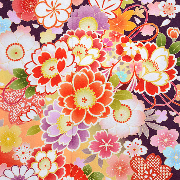 楽天市場】【成人式 振袖 レンタル】RS1649 正絹 濃紫 暈し花吹雪フル