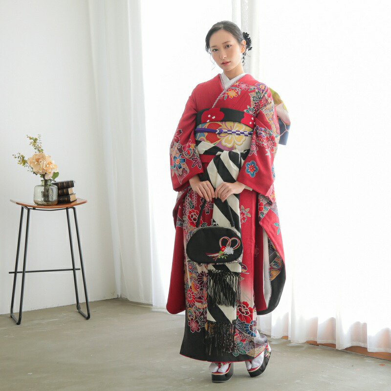 楽天市場】【振袖 レンタル】 結婚式 結納R1362 正絹 赤 紅型風 花熨斗