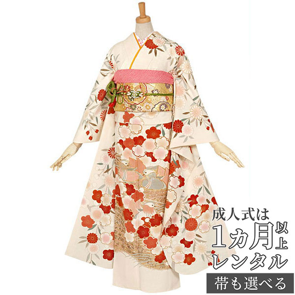 楽天市場】【成人式 振袖 レンタル】RS709 正絹 白 枝垂れ菊梅に水鳥