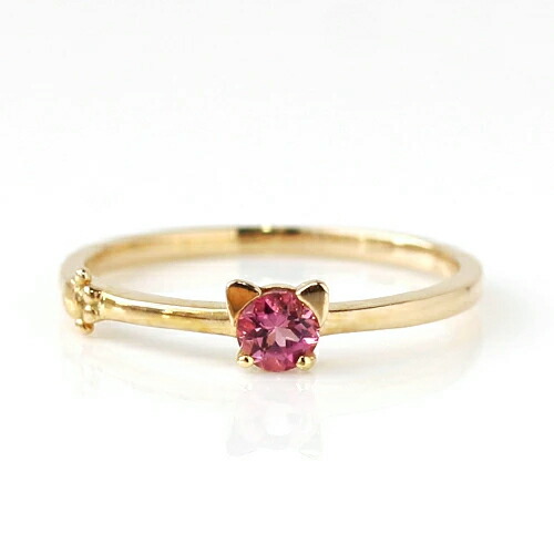 楽天市場】猫モチーフ カラーストーン K18カラーゴールド リング