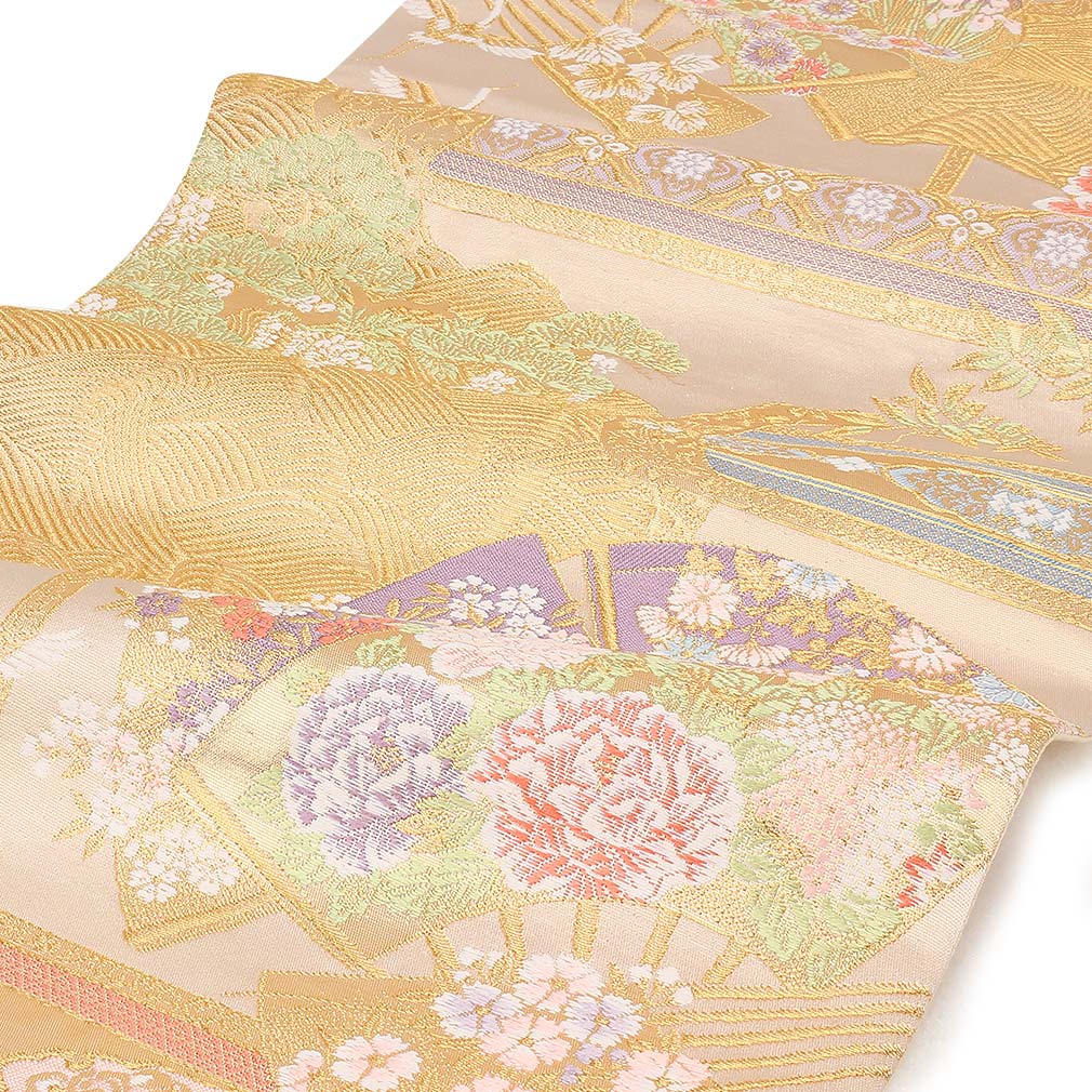 楽天市場】袋帯 フォーマル 留袖 訪問着 ＜ゴールド／扇に四季花