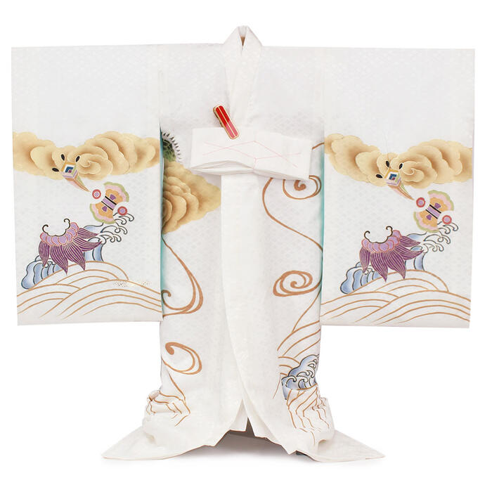 楽天市場】お宮参り 着物 男の子 絹100% 正絹初着 掛け着 産着 白 金