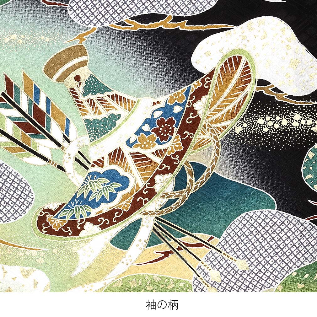 楽天市場】お宮参り 着物 男の子 絹100% 正絹初着 掛け着 産着 黒 兜に