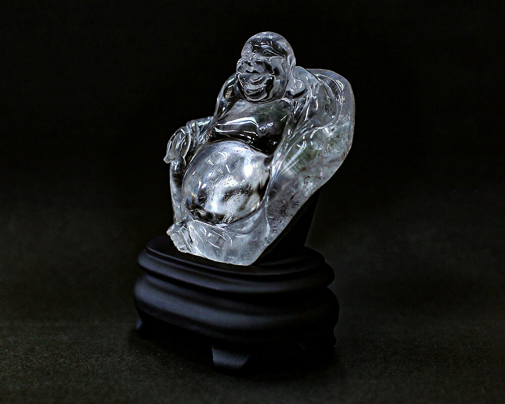 楽天市場】天然水晶 布袋様彫りレインボークォーツ 水晶布袋様彫り置物