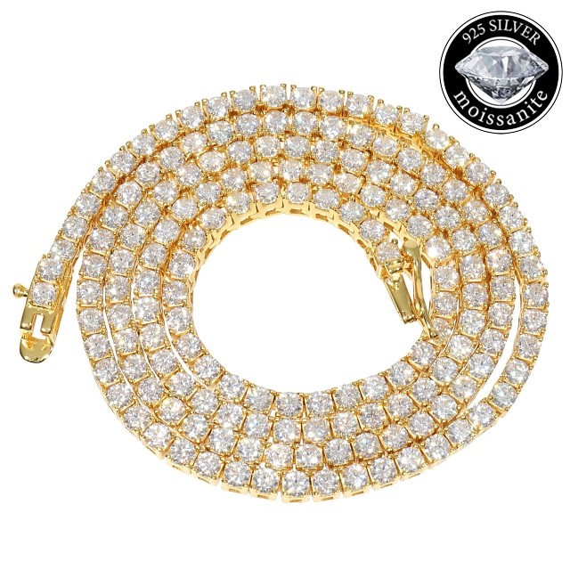 楽天市場】モアサナイト ネックレス テニスネックレス 2.5mm ゴールド