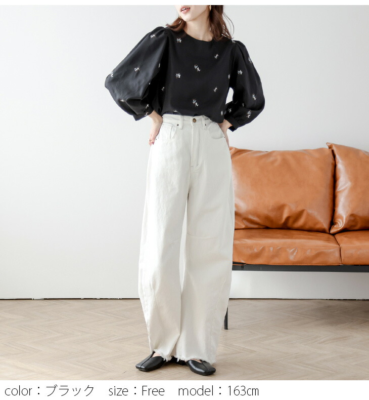 楽天市場】【半額クーポン対象】パフスリーブブラウス 小花柄 花柄刺繍