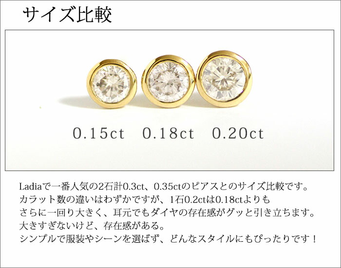 楽天市場】一粒ダイヤ ピアス 18K K18 ピアス ダイヤモンド 2p 0.4ct