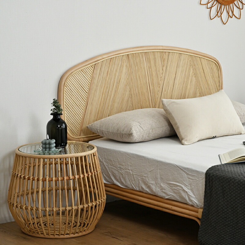 楽天市場】ラタンテーブル サイドテーブル ラタン 机 ガラス天板