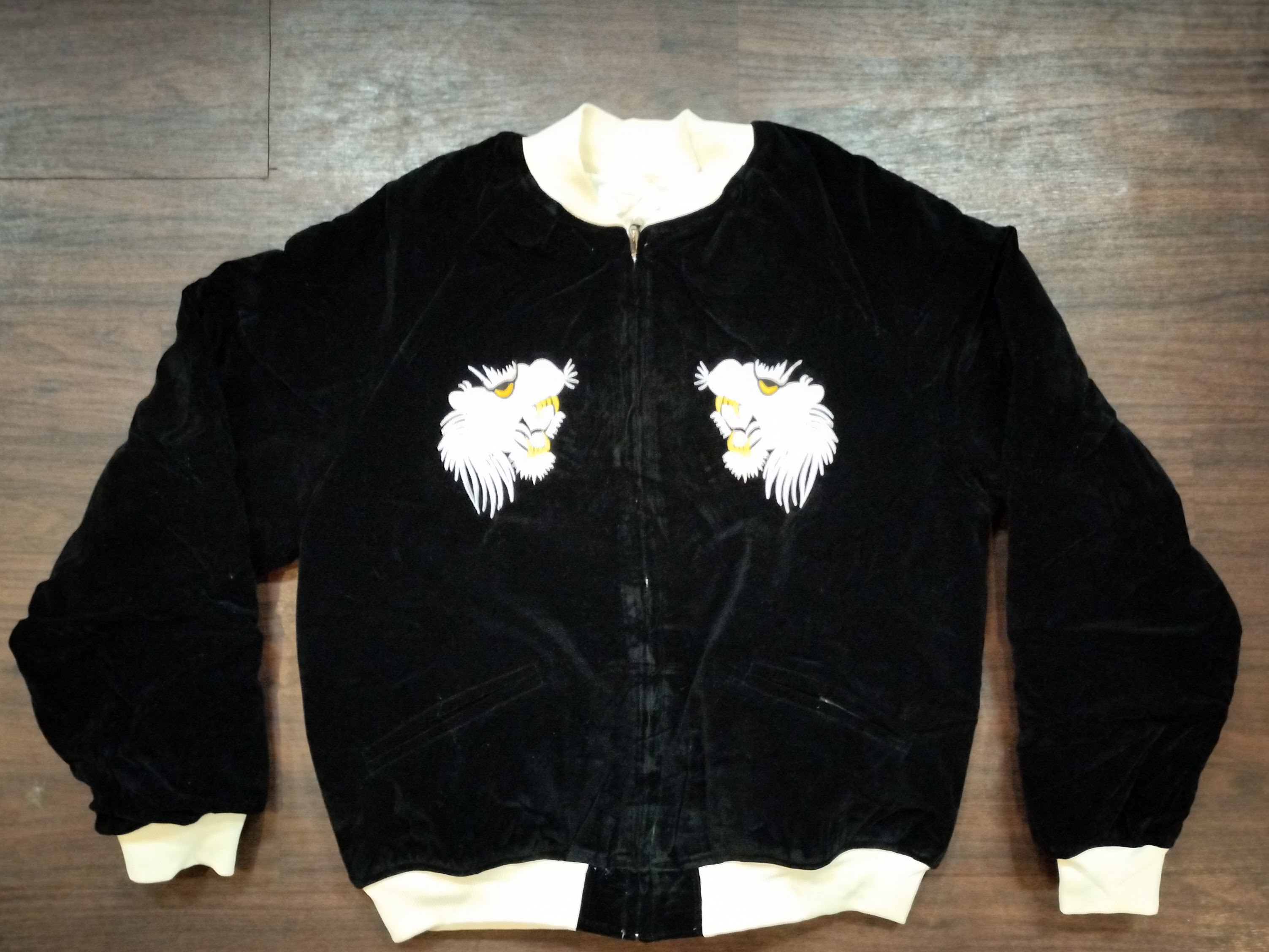 楽天市場】＃417 別珍 スカジャン ”白虎” 黒x生成り : ラピーヌ