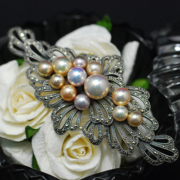 楽天市場】ナチュラルマルチカラー淡水真珠ブローチ 極上の輝きを放つ