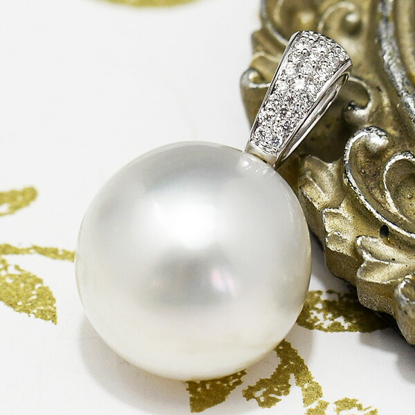 楽天市場】18mm 白蝶真珠 ダイヤモンド K18WG ペンダントトップ 超特大