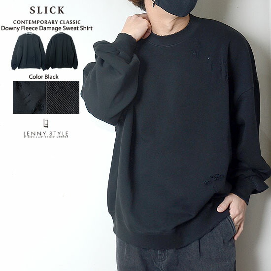 楽天市場】SLICK （ スリック ） ダメージ クルーネック スウェット