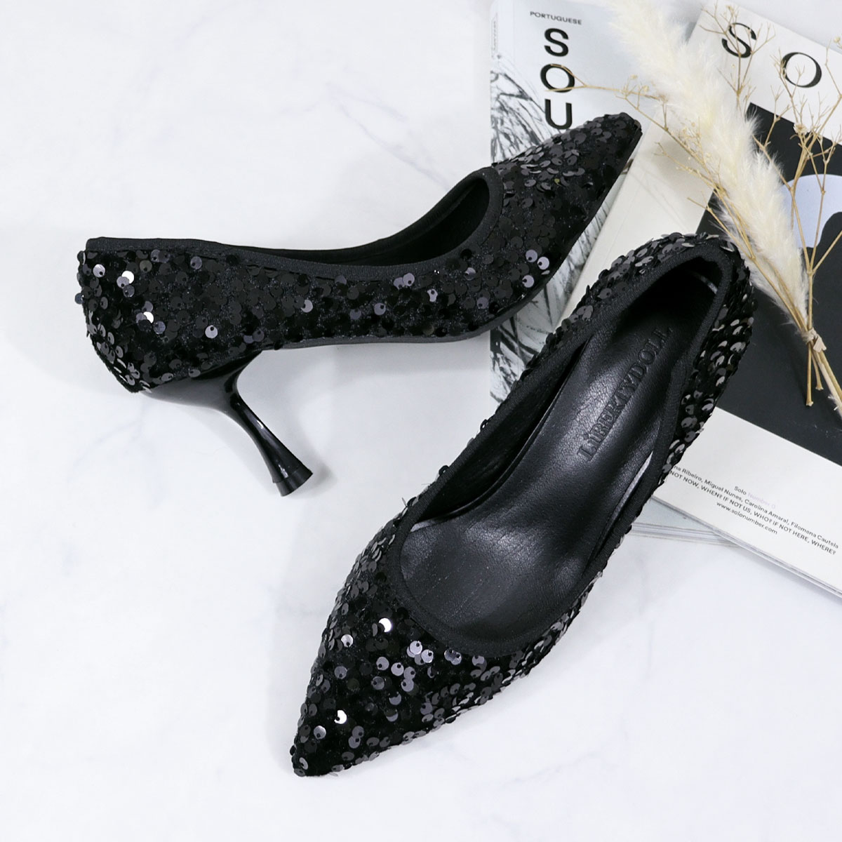 楽天市場】パンプス レディース スパンコール ポインテッドトゥ 7.5cm