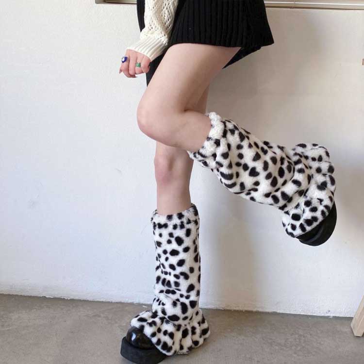 楽天市場】レオパード柄ファーレッグウォーマー 2足入り レッグ