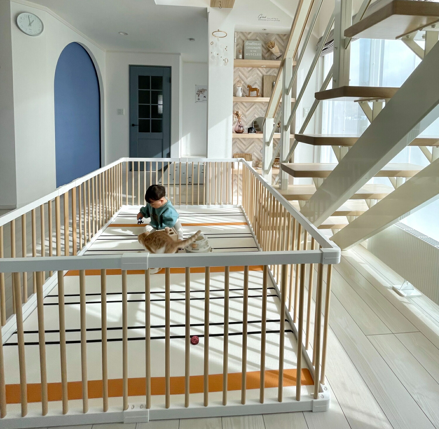 楽天市場】【廃盤】ベビーサークル 木製 ホワイト プレイペン 木製