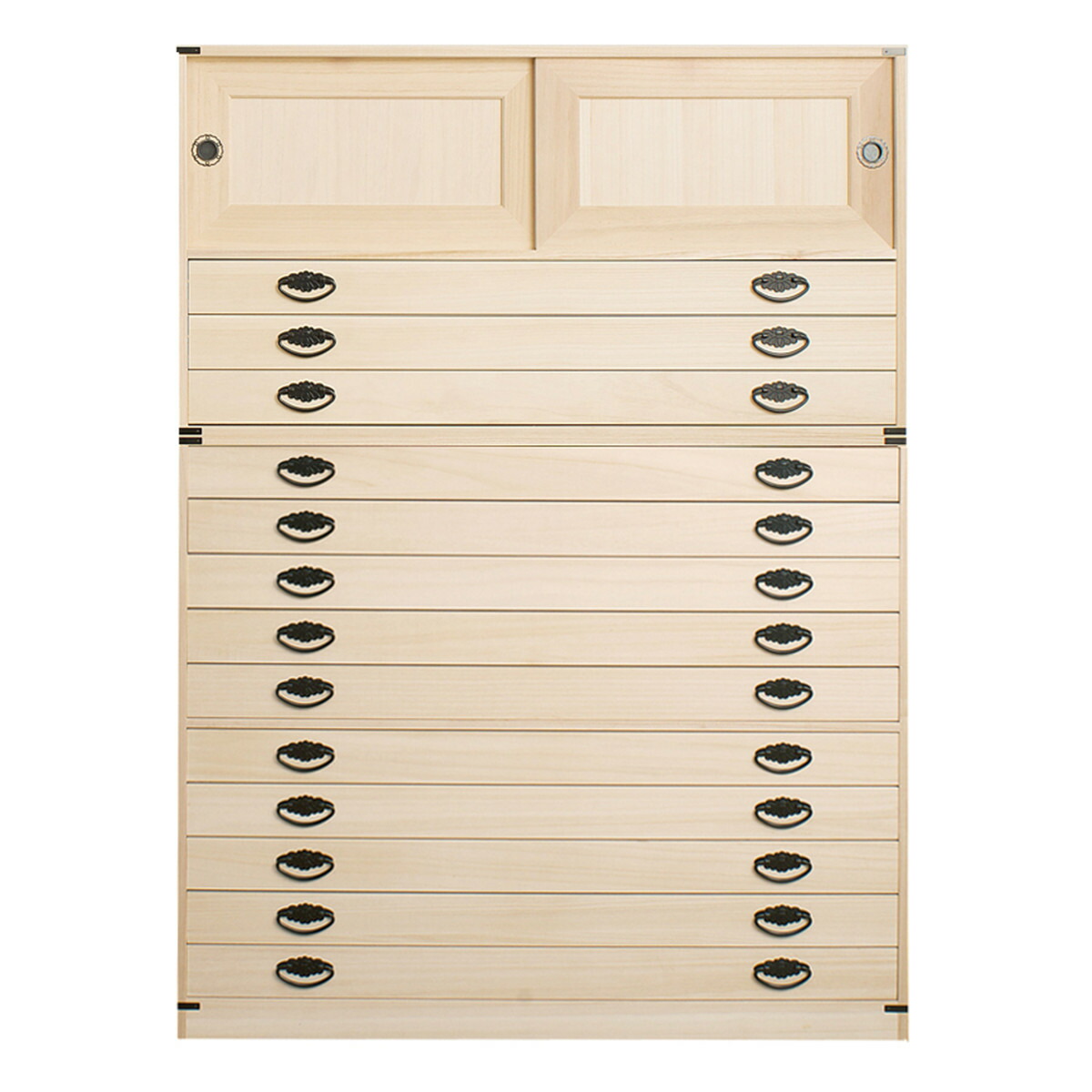 楽天市場】桐タンス 13段 引き戸タイプ 着物用 幅99 高さ137cm （ 桐